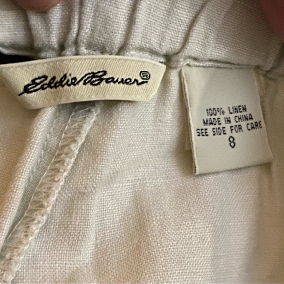 Eddie Bauer High Waist Button Up/Tie Linen Pants 8 - Picture 4 of 6